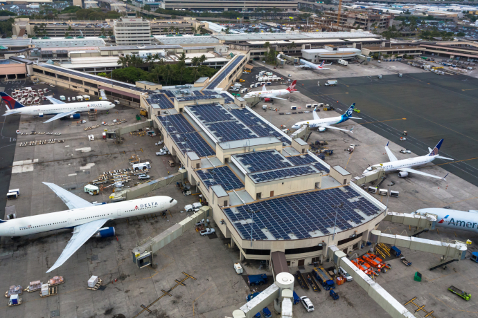 Daniel K. Inouye Honolulu International Airport serves Honolulu and Hawaii Islands.